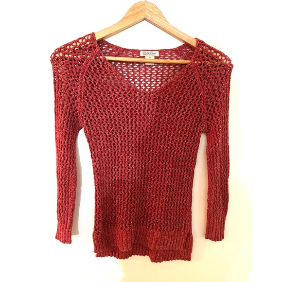 Buckle | Womens Open Knit Sweater | XSmall (XS) | Red / Ruby Red Color | - Picture 7 of 7